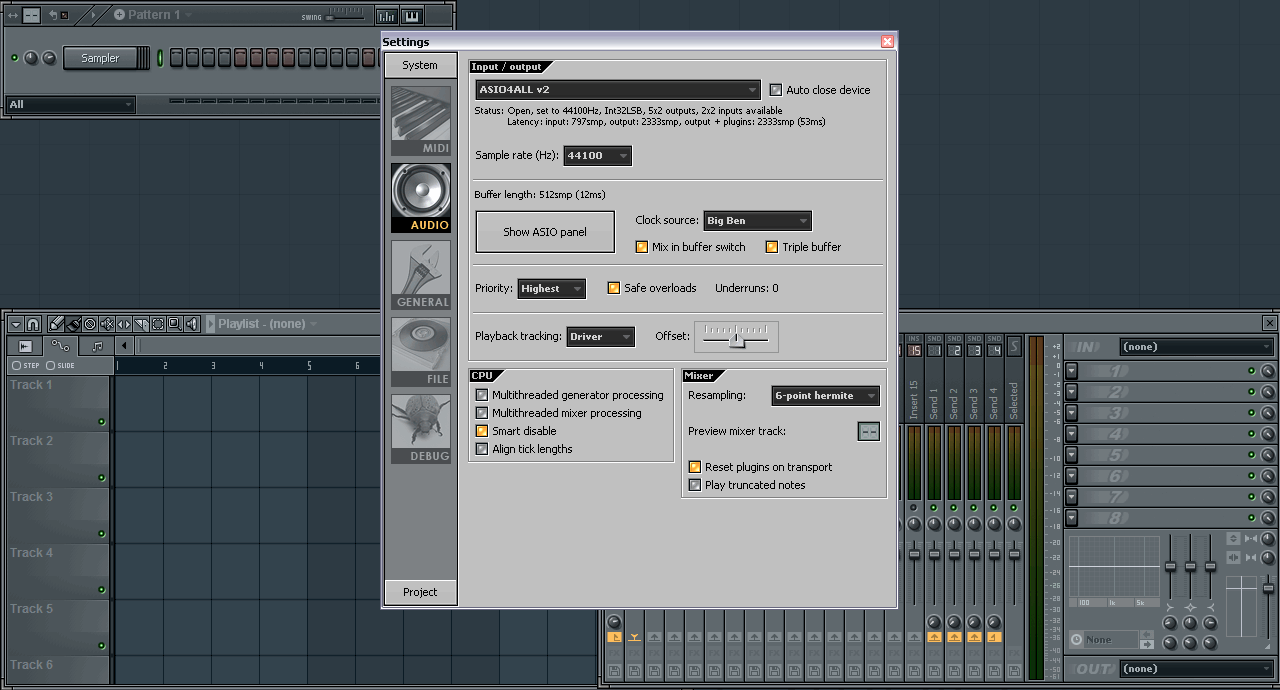 ASIO FL Studio 20. FL Studio Audio settings.