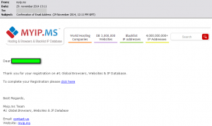 MYIP.MS Email Registration Confirmation Account Activation