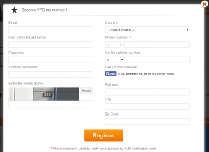 VPS.me - User Registration Form