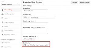 Google Analytics - Bot Filtering - Exclude Hits From Bots and Spiders