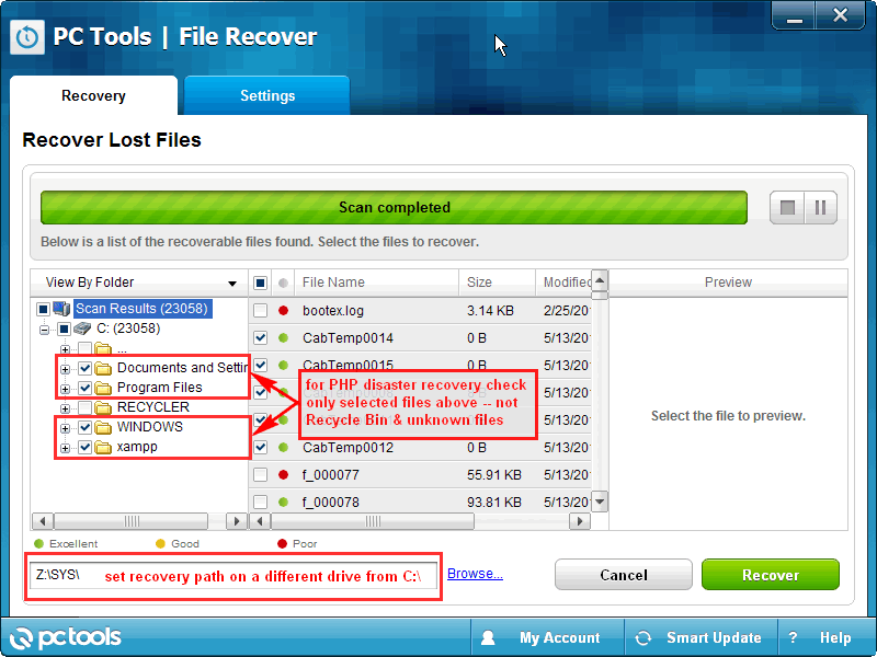 php list directory contents recursive