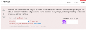 ServerFault.com Deleted 'Comment' Answer