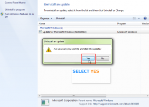 Windows 7 How To Uninstall Particular KB Update