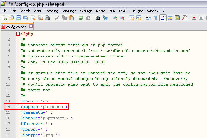 Loading config file failed. Connection for controluser as defined in your configuration failed..