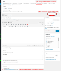 WordPress Edit Post - Screen Options