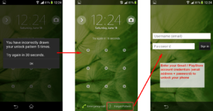 Android Screen Unlocking with Google Gmail Account Recovery