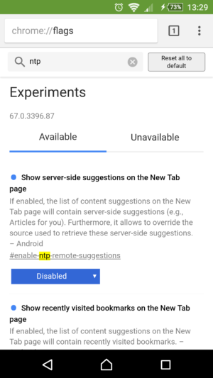 Google Chrome App - New Flags Hidden Settings Page
