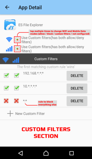 NoRoot Firewall App For Android - How Configure Custom Filters and Allow Local Network Access