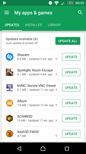 Google Android Play Store App 2018 Update - UPDATE MENU