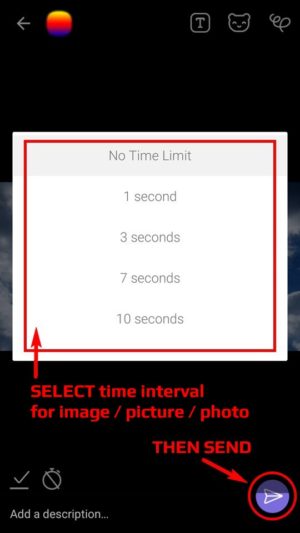 Viber App - How To Send Self Destructing Photo or Video message - For Image Options