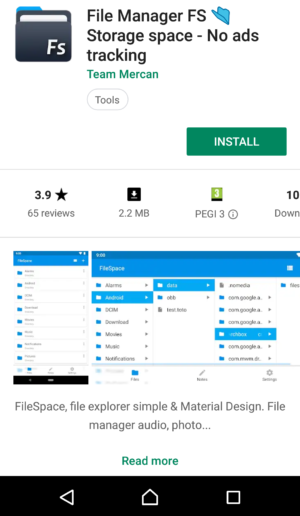 File Manager FS Storage Space