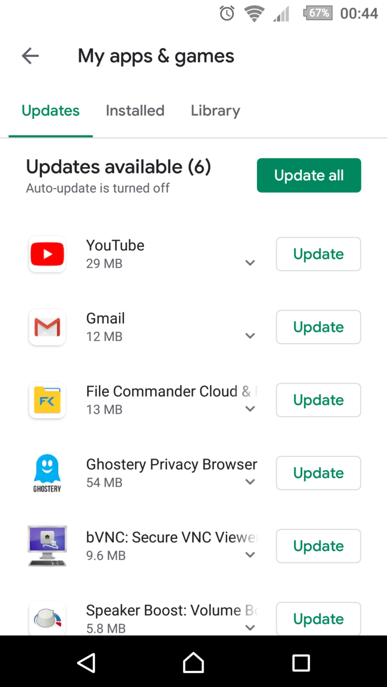 update google play store