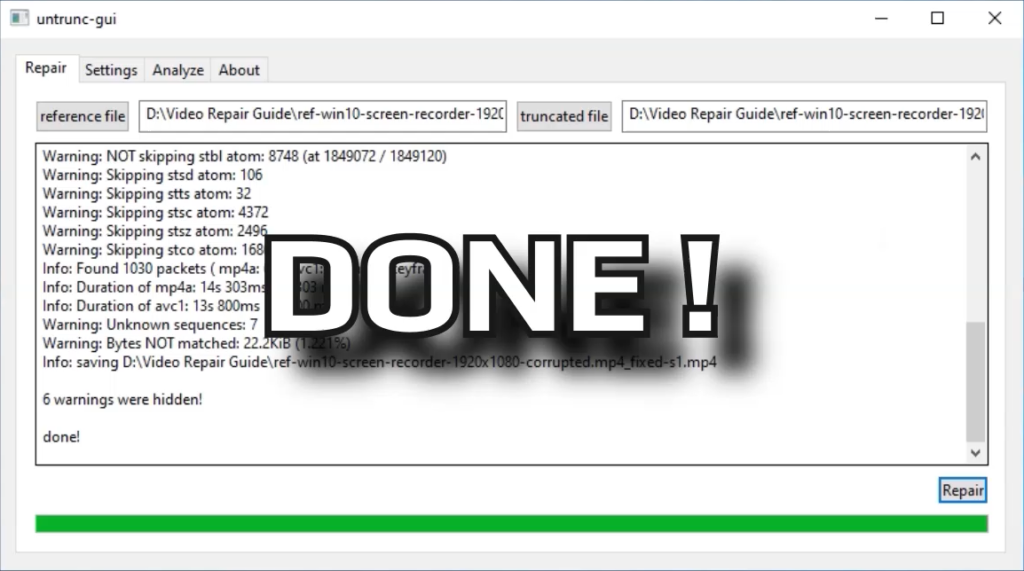Untrunc Video Repair Tool