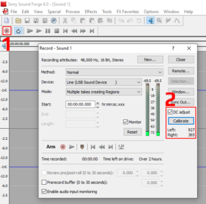 C-MEDIA CM6206 5.1 USB Audio Card - DC Offset Calibration in Sound Forge Recording Panel