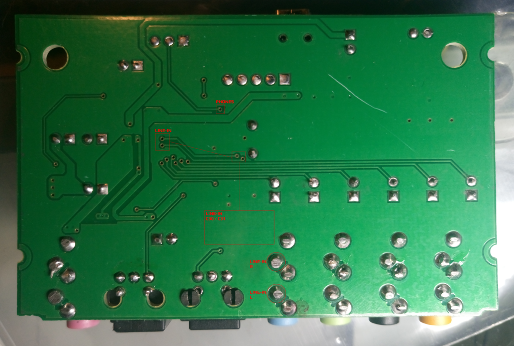 C-MEDIA CM6206 5.1 USB Audio Card - TOP & BOTTOM PCB Layers Overlay - Bottom Side