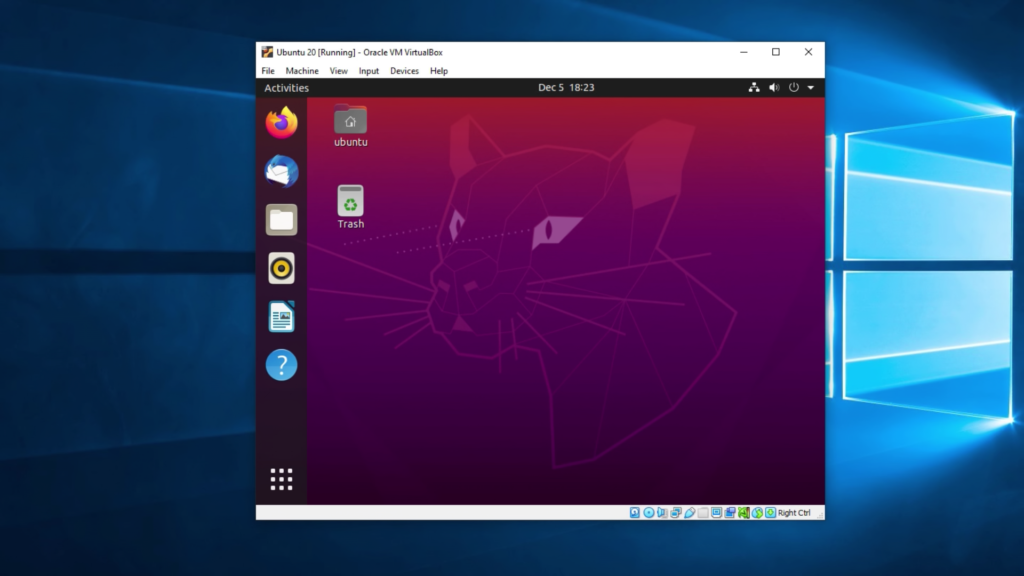 linux virtualbox install windows 10