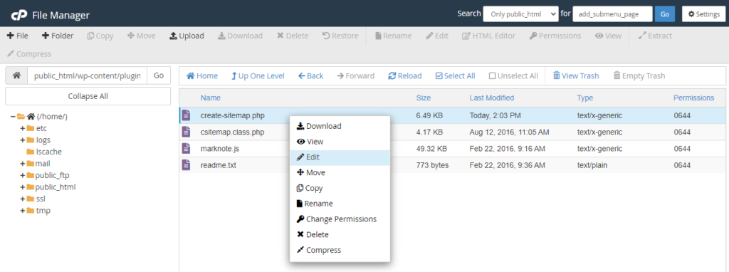 cPanel File Manager - How To Edit Code Files on Server 1