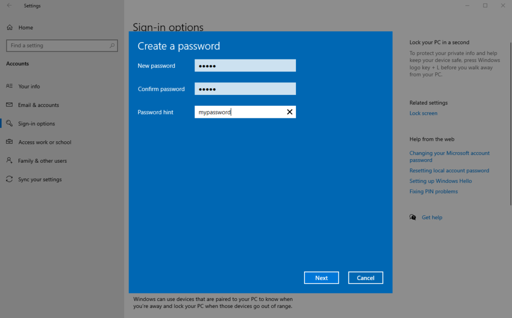 Microsoft Windows 10 - How To Disable Sign-In After Sleep - STEP 3 - Set Login Password