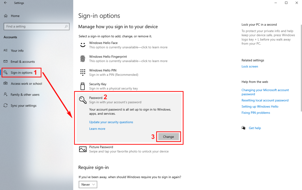 Microsoft Windows 10 - How To Disable Sign-In After Sleep - STEP 5 - How To Change Account Login Password